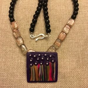 Handmade Polymer clay necklace. Boho style